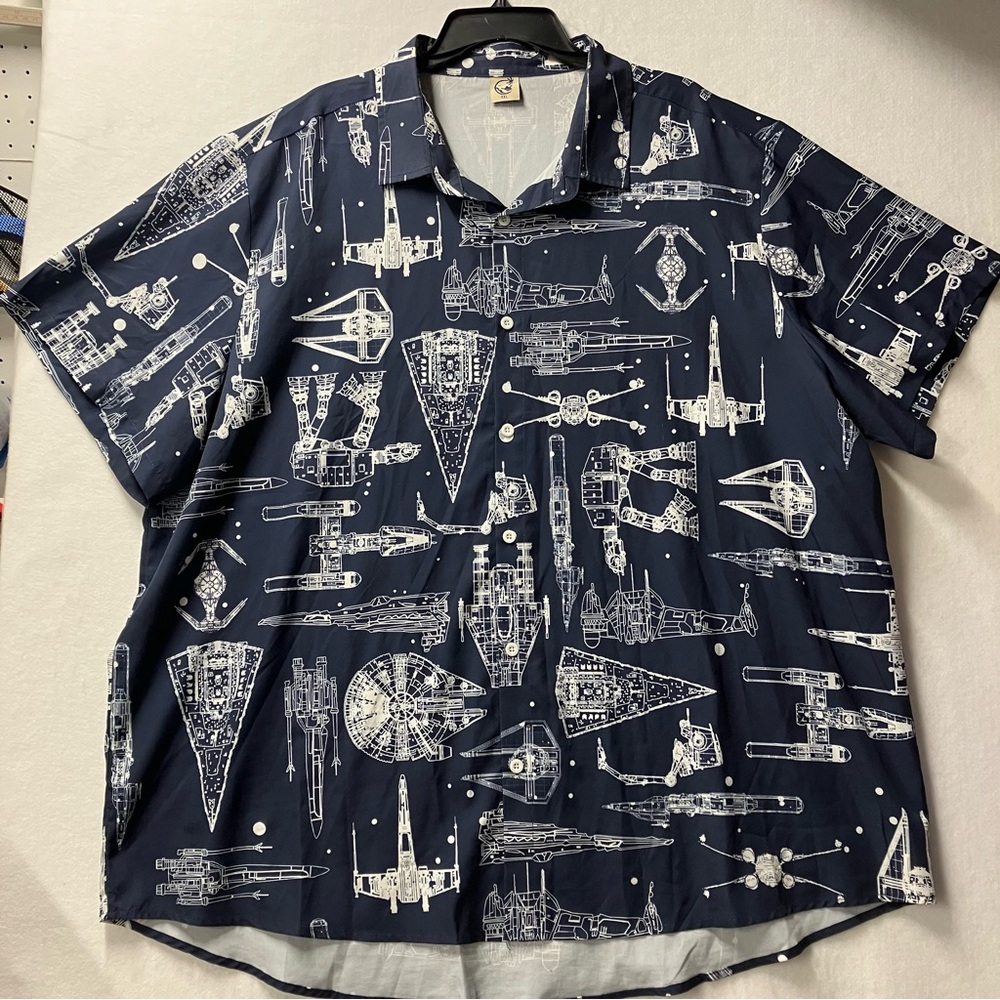 Hardaddy Star Wars Fighter Ship Blueprint Button Up Shirt Mens Size 4XL